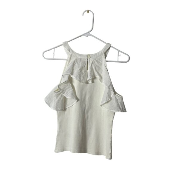 Maeve By Anthropologie White Ruffle Halter Top X-Small 97% Cotton - Picture 2 of 5